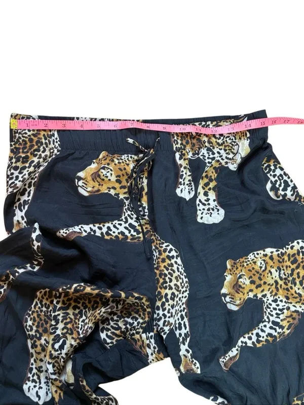 H&M Wide Leg Pull on Tiger Print Pants Black Medium - Image 8