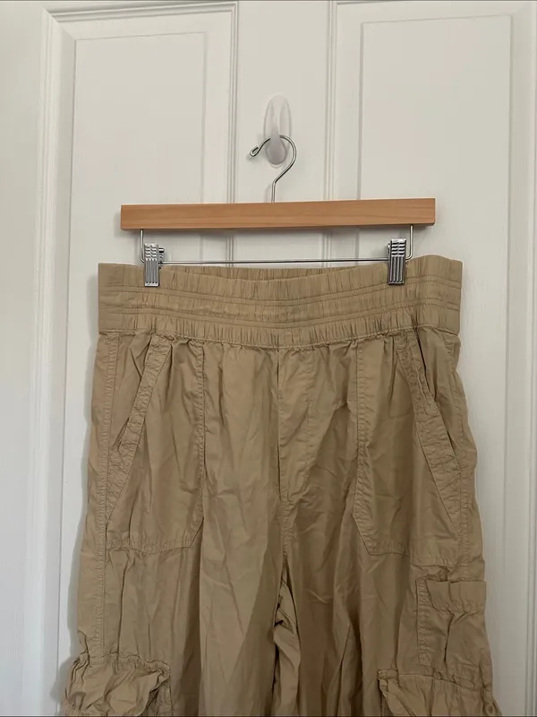 Aerie Khaki Cargo Pants - Wide Leg Utility Style - Image 3