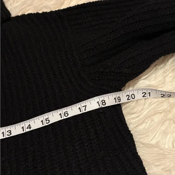 Free People Black Chunky Knit Turtleneck Sweater Oversized XS Side Slit - Image 6