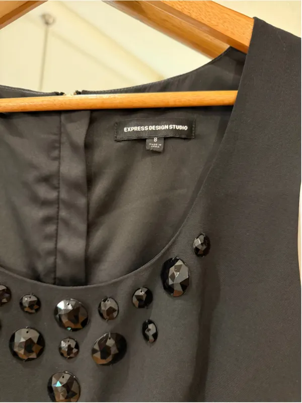 Women's Express Design Studio Black Embellished Sheath Dress Size 8 - Image 3