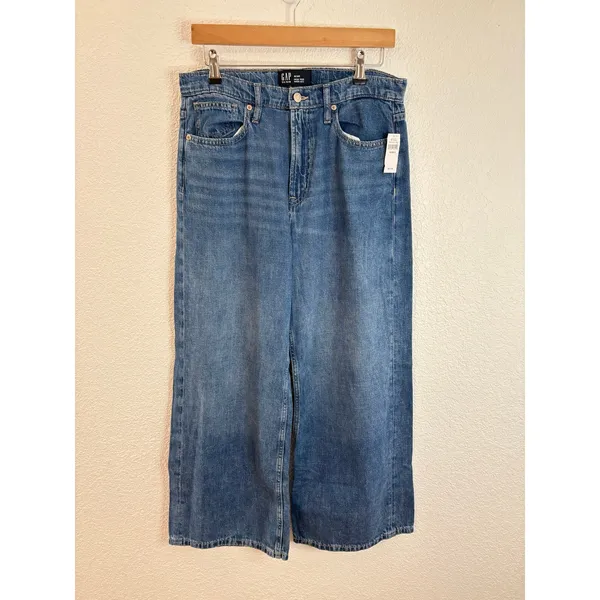 Gap High Rise Wide Leg Jeans Womens Size 10 30R Dark Wash NWT - Image 3