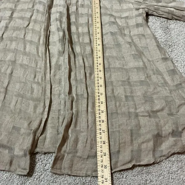 Limited‎ Linen Checkered Open Front Long Sleeve Coastal Sustainable Cardigan M - Image 4