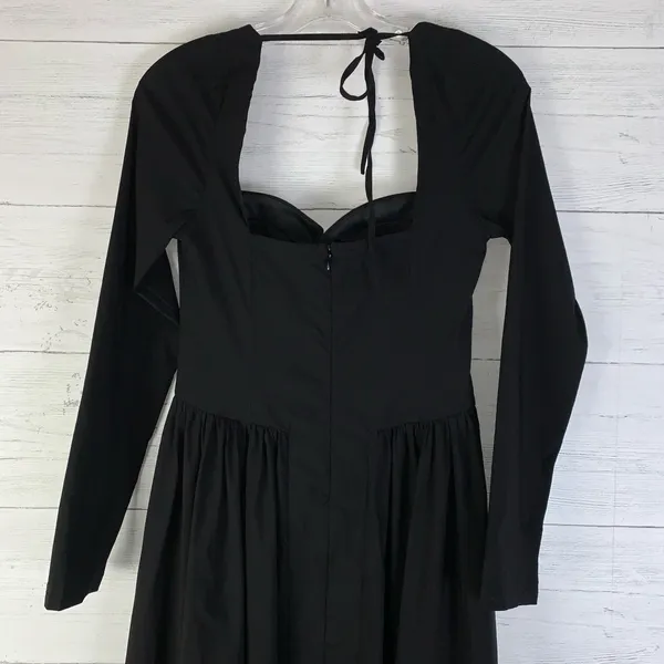 Parthea Long Sleeve Tie Back A-Line Dress - Black size M - Image 5