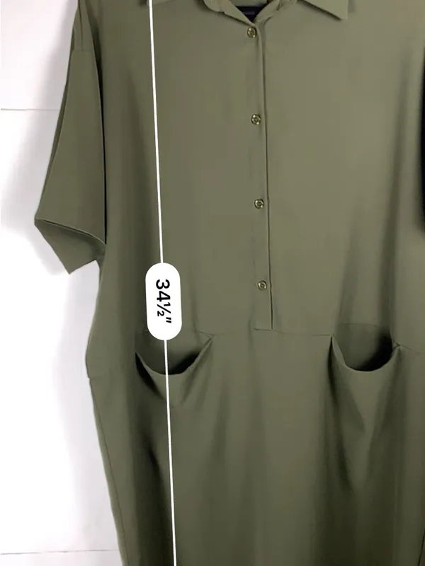 VICI Shirt Dress Small Olive Green Utility Button Front Pockets Casual - Image 13