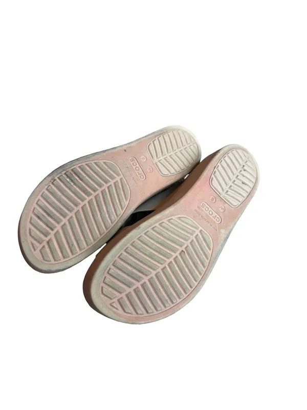 Crocs Taupe Double Buckle Platform Slide Sandals Flatform Comfort Size 8 Women's - Image 11