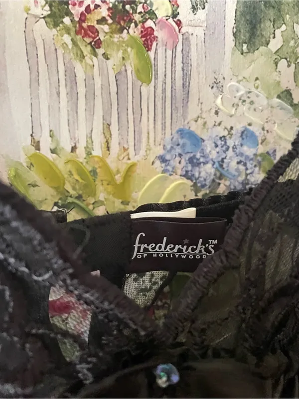 Frederick’s Of Hollywood Sheer Lace Mesh Bow Babydoll Lingerie Nightie Set New - Image 3