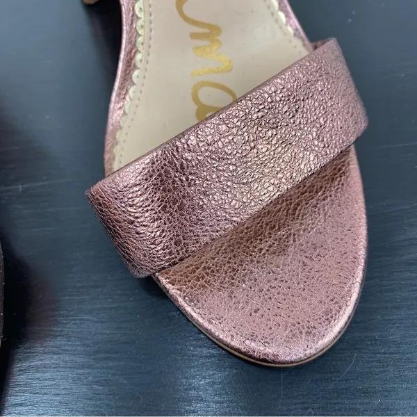 Sam Edelman Yaro Metallic Block Heel Ankle Strap Sandals Copper Pink 7‎ - Image 8