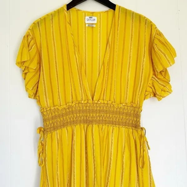 SAYLOR Metallic Stripe Smocked Waist Sundress Medium - Image 5