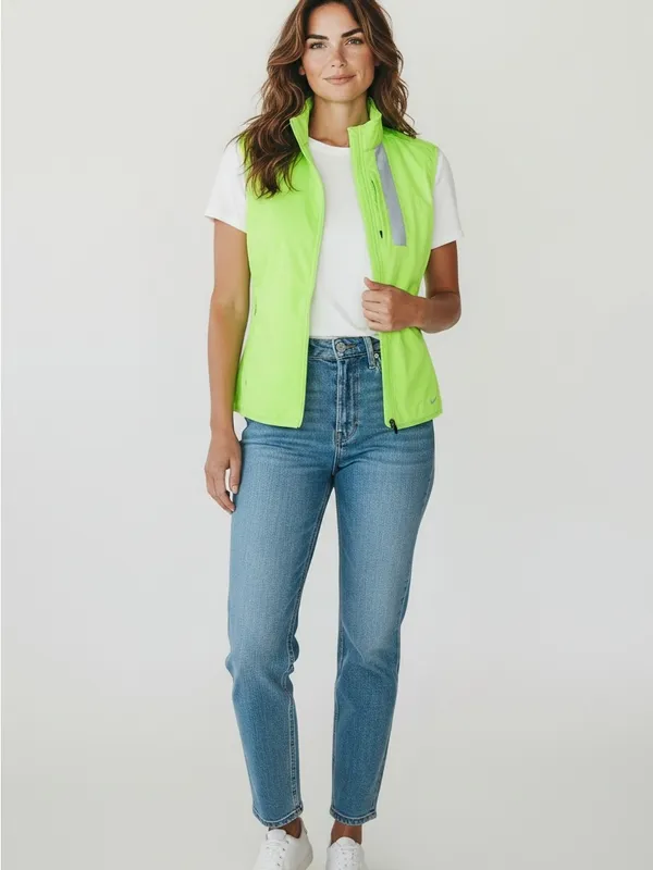 Nike Dri-FIT Running Reflective Full Zip Cycling Vest Neon Green size medium - Image 4