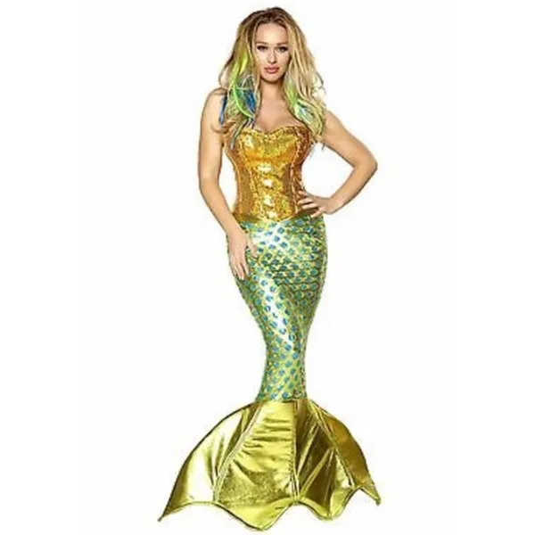 NEW Roma Green Mermaid Tail Skirt Costume w/ Blue Sequins & Back Zip Medium - Image 7