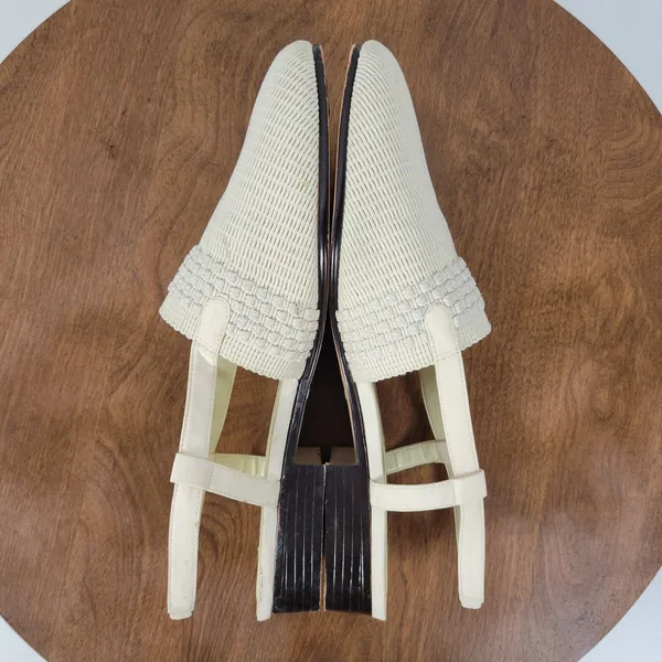 Corsina Louise Women Sandals Size 10 Cream Woven Closed Toe Slingback Mule Flats - Image 11