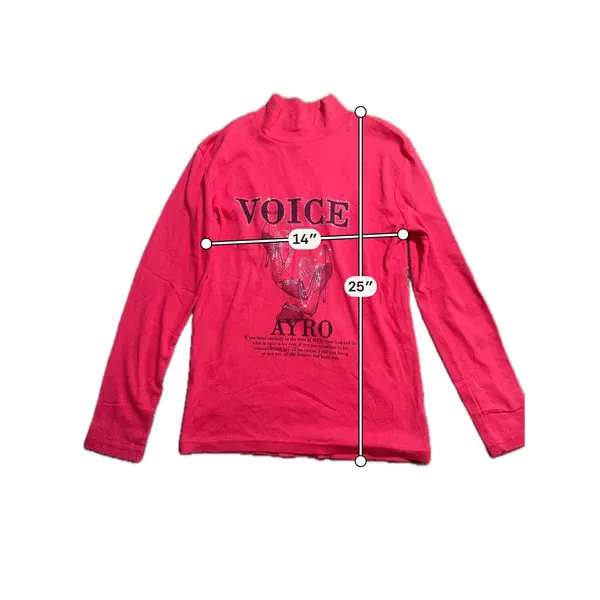 Ayro‎ Voice Pink Mock Neck Long Sleeve Graphic Rhinestone Top Womens Size Small - Image 3