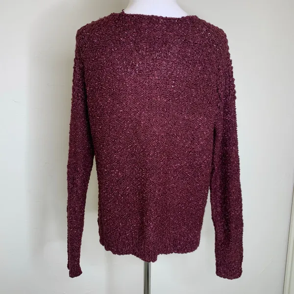 Burgundy Textured Scoop Neck Sweater Medium - Image 2
