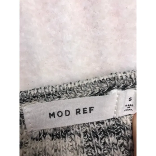 MOD REF Black White Marled Knit Short Sleeve V-Neck Cardigan‎ Sweater Small - Image 2