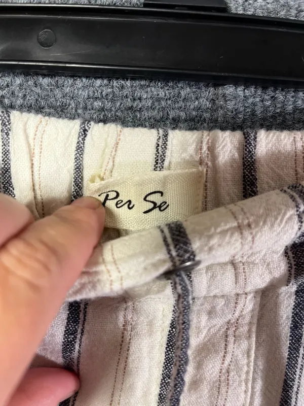 Per Se Women's Linen Blend Striped Pull-On Drawstring Trousers - Image 2