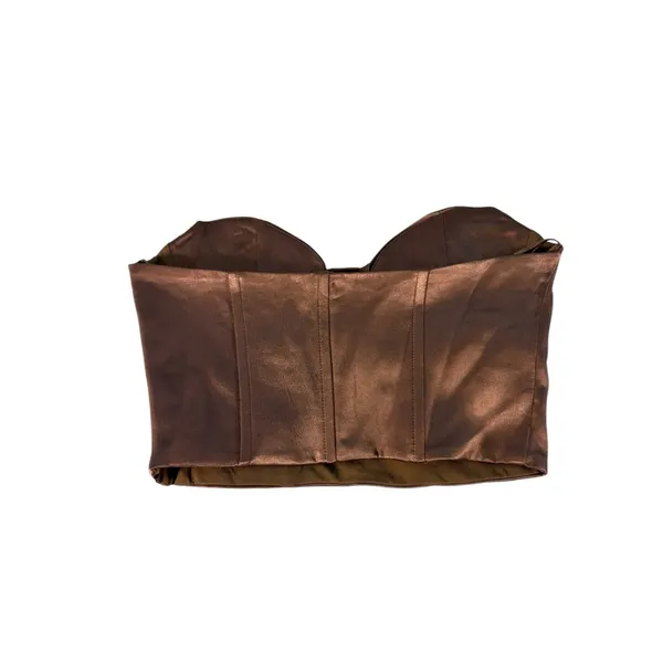 Zara Satin Effect Corset Top Rose Bronze Strapless Bustier Women S NWT - Image 4