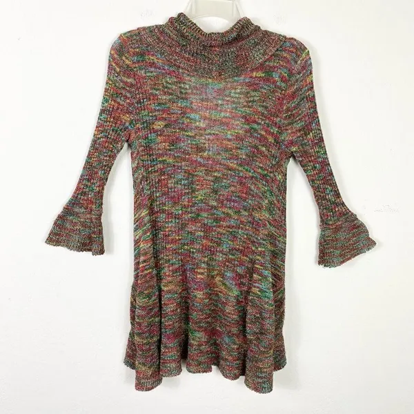 Vintage y2k Kessley Multicolor Rainbow Metallic Bell Sleeve Cardigan Sweater S - Image 6