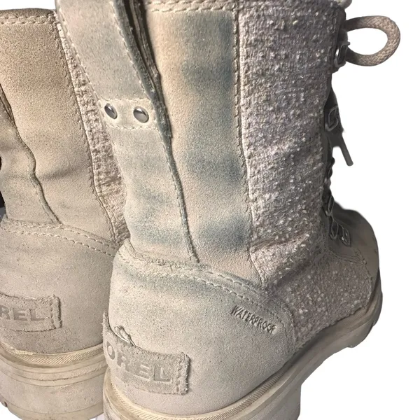 Sorel LENNOX™ Lace Cozy Booties Beige Winter Ankle Boots Biker Waterproof Size 9 - Image 7