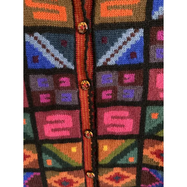 Vintage Women's Alpaca's Esmerelda Aztec Colorful Sweater Sz Small Medium 90's - Image 3