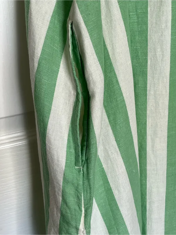 Pact Organic Cotton & Linen Sz XXXL Green and White Striped Maxi Dress - Image 11