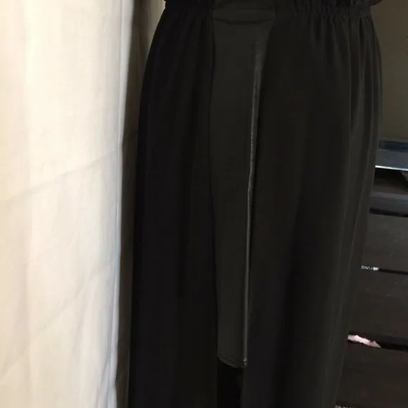 Lola Black Maxi Dress Womens Sleeveless Sheer Full Length Side Slit Elegant - Image 9