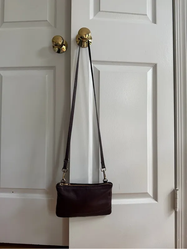 Accessorize Burgundy Genuine Leather Suede Crossbody Shoulder Bag - Image 3