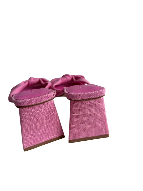 PRINCESS POLLY Pink Linen Knot Heels Sandals Sz 8 - Image 7