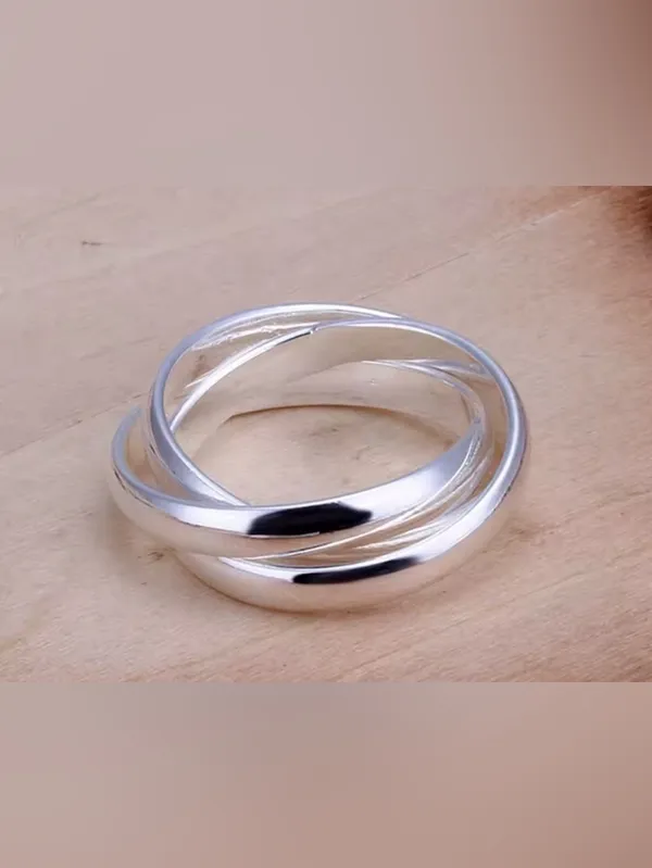 .925 Sterling Silver Polished Silver Twisted Band Ring - Women Jewelry - Image 4
