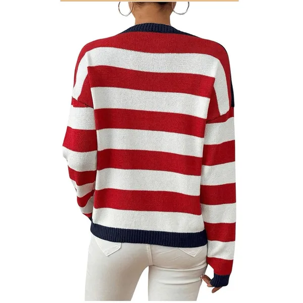 American Flag Patriotic Flag USA Striped Star Pullover Sweater size Large - Image 6
