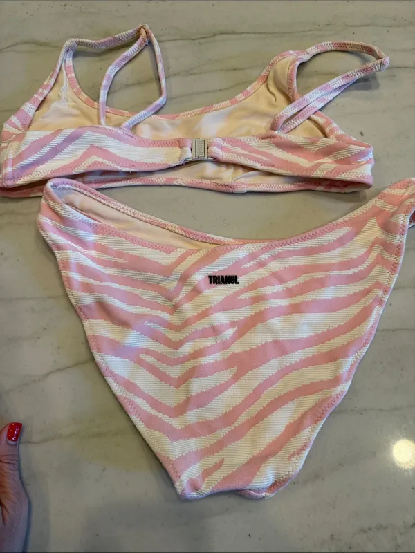 triangl swimwear Light Pink and White Bikini Bottom - Image 4