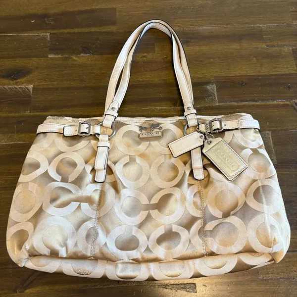 Vintage Coach Madison OP Art CC Logo Tote Shoulder Tan Signature Canvas Y2K Bag - Image 5
