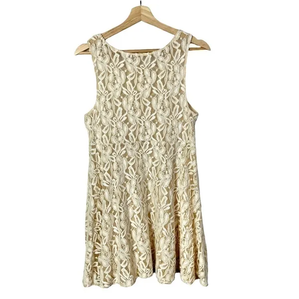 Free People Ivory Miles of Lace‎ Mini Dress M - Image 3