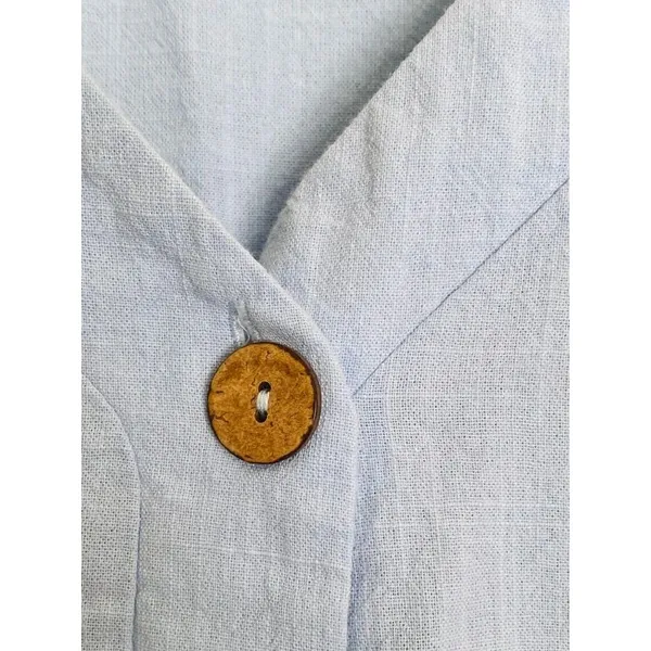 Light Blue Cotton Button Down Ruffled Hem Dress XXL - Image 11