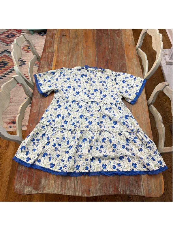 Tuckernuck Crawford Dress Bluebird Melody Linen Cotton Floral Lace Tiered XXL - Image 11