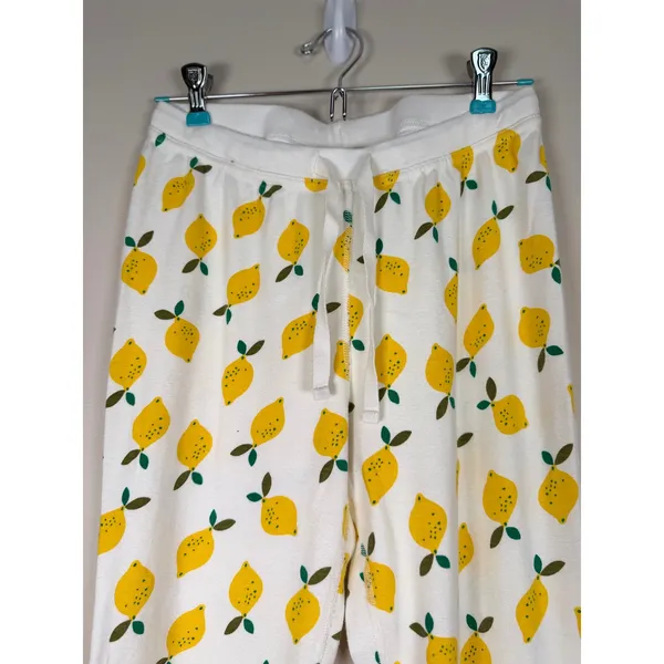 Hanna Andersson Womens Lemon Print‎ Organic Cotton Pajama Jogger Pants Small - Image 3