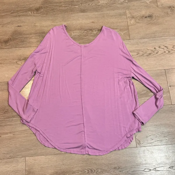 Free People‎ Magical Moonshine Tunic Purple V Neck Long Sleeve Top Shirt Small S - Image 2