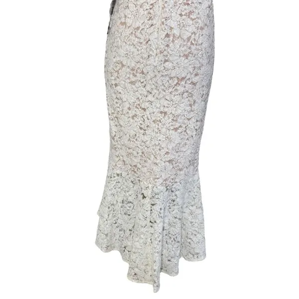 NIGHTWAY Mermaid High-Low Flounce Hem Lace Wedding Dress Ivory Sequin Sz 10 NWT - Image 11
