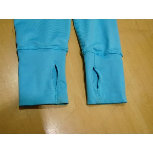 Womens Under Armour Snap Neck Pullover Fitted Sweatshirt Thumb Holes Blue Size L - Image 9