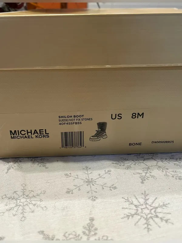 NEW Michael Kors Shiloh Mixed-Media Platform Boots – Bone – Size 8M - Image 9