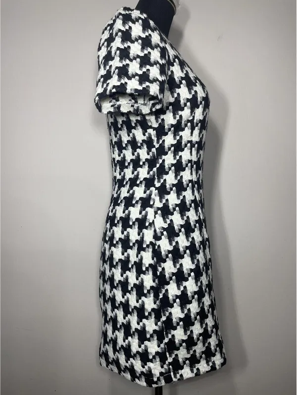 Kling Houndstooth Mini Shift Dress Vtg Old Money Minimal 6 - Image 6