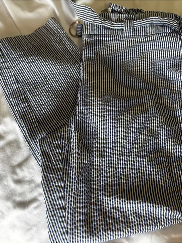 Anne Klein Blue White Seersucker Striped Pants Trousers-M - Image 4