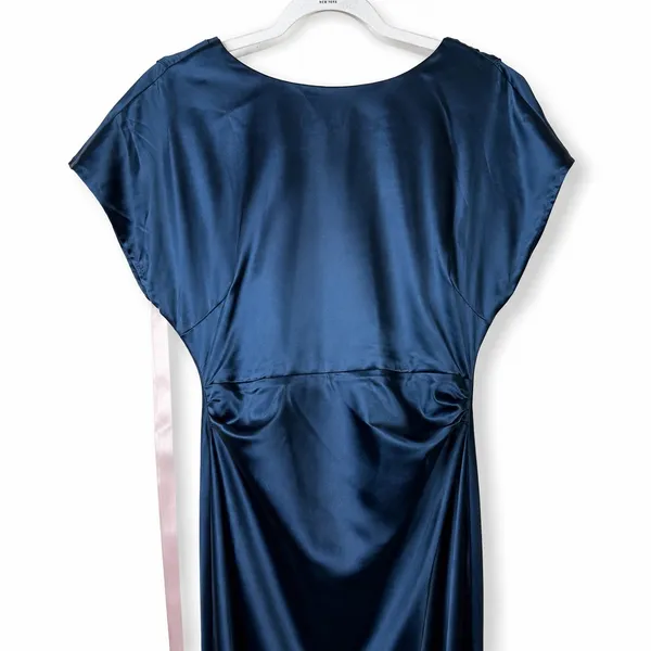 NEW Lulus Captivating Presence Dark Teal Satin Open Cowl Back Maxi Dress Large - Image 8