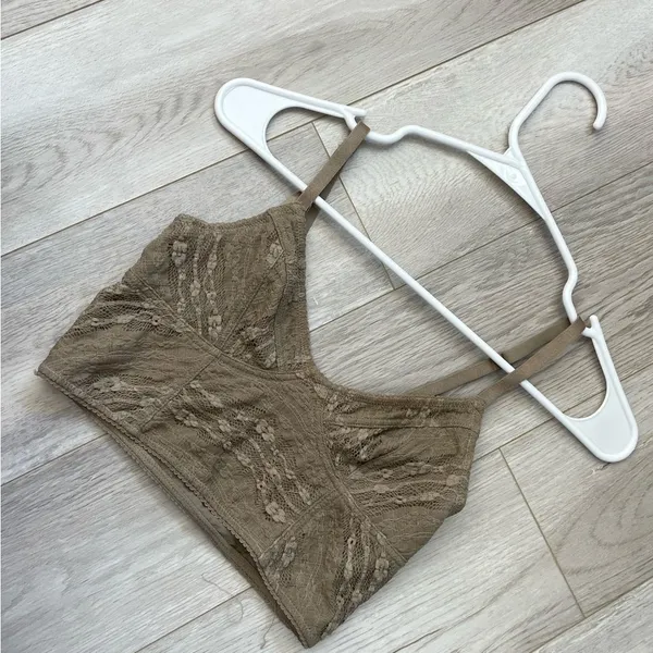 Free People Bra lace longline bustier womens Beige (xsmall) boho festival comfy - Image 2