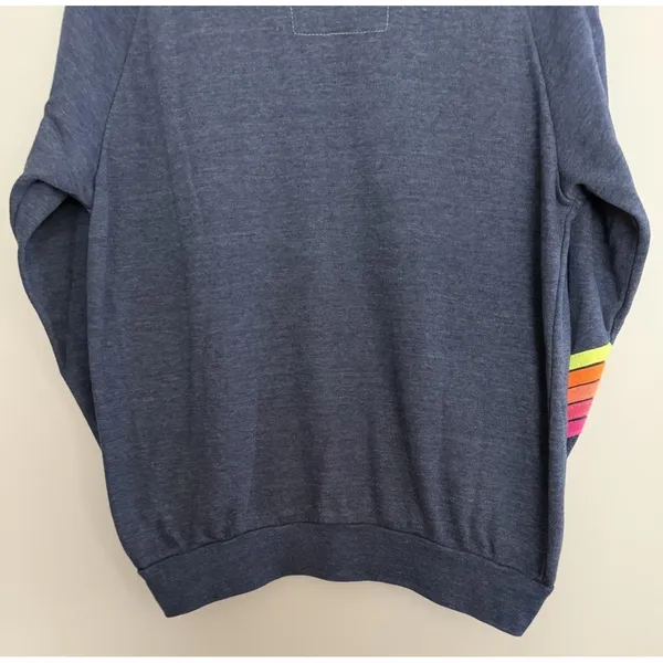 Aviator Nation Lightning Bolt Neon Chevron 5 Stripe Crew Sweatshirt Size Medium - Image 6
