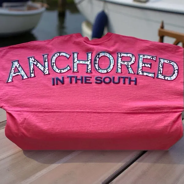 Spirit jersey - Anchored in the South Oversized Cotton Coastal Style Size M pink - Image 4