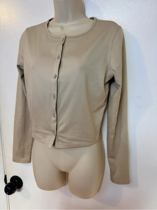 Lot of 2 CRZ YOGA Cloud Jersey Button Cardigans Size S White & Mojave Tan - Image 12