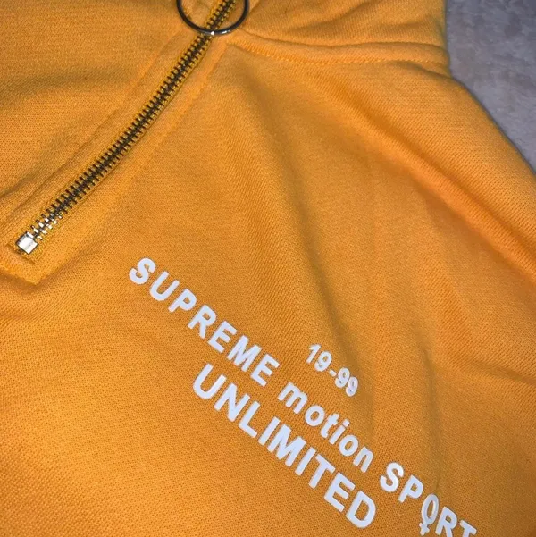 Quarter Zip Crop Top Hoodie Orange Size M - Image 2