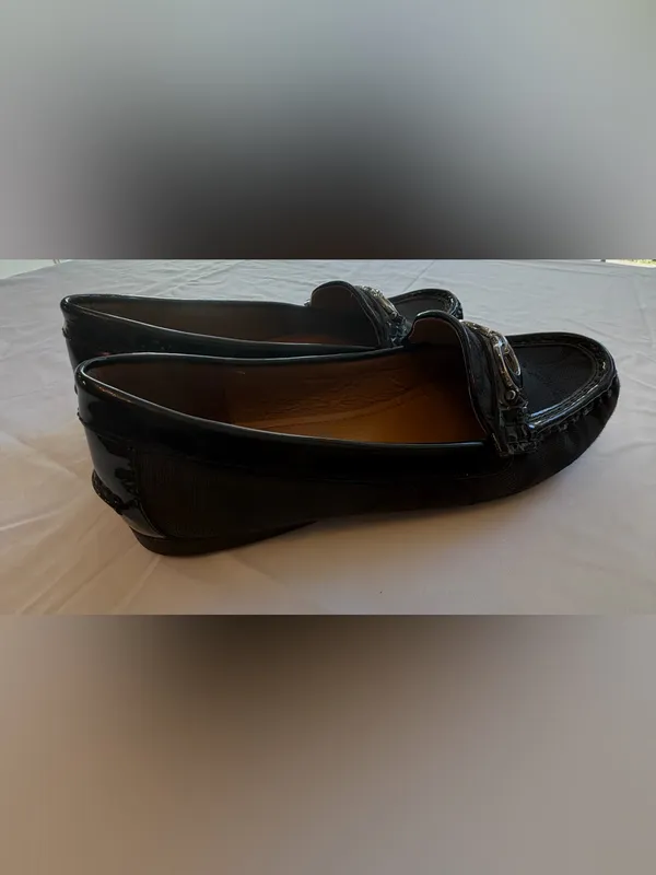 Coach Fortunata Signature C Black Jacquard Patent Leather Loafers Women’s 7.5B - Image 6