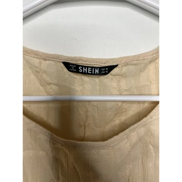 Shein Wm Med Crop Peasant top mid sleeve beige tan cream color Renaissance - Image 2