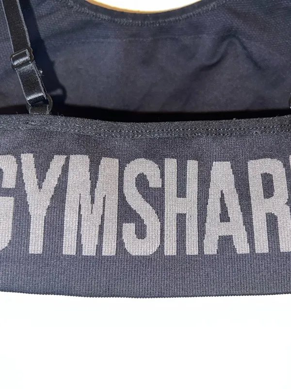 Gymshark‎ Black Seamless Sports Bra Adjustable Straps Logo Band - Image 4